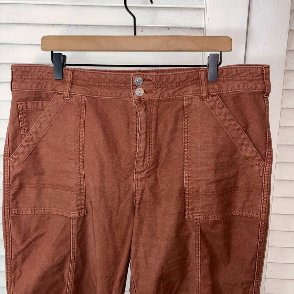 Pilcro Anthropologie Utility Crop Pants 32P Rust Straight Leg Workwear Boho - Picture 3 of 6